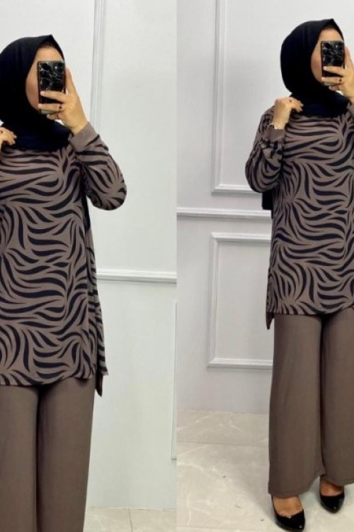 Tilda Pantolon Tunik Takım Vizon