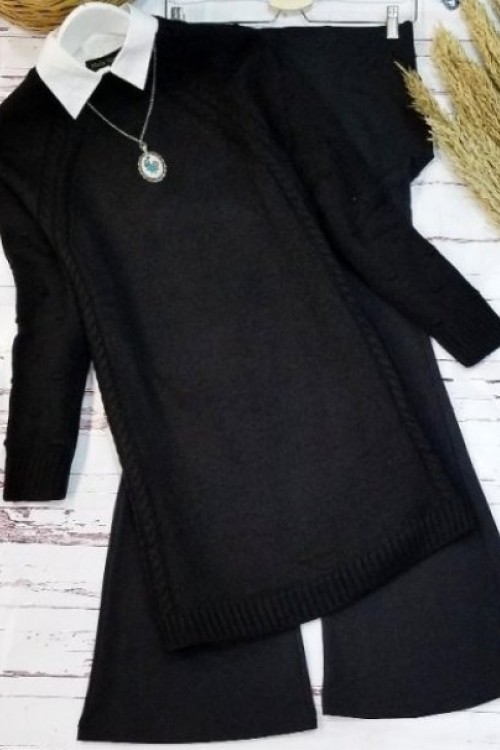 Triko Tunik 1 Adet Siyah - Örgü