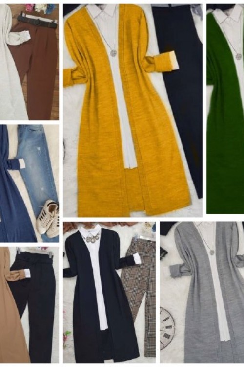 Triko Uzun Hırka-İki adet [gri yeşil indigo taş siyah yok..]