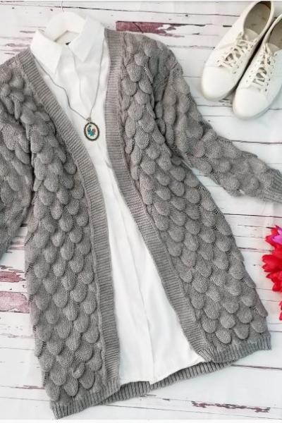 Üzüm Hırka Tekli Gri