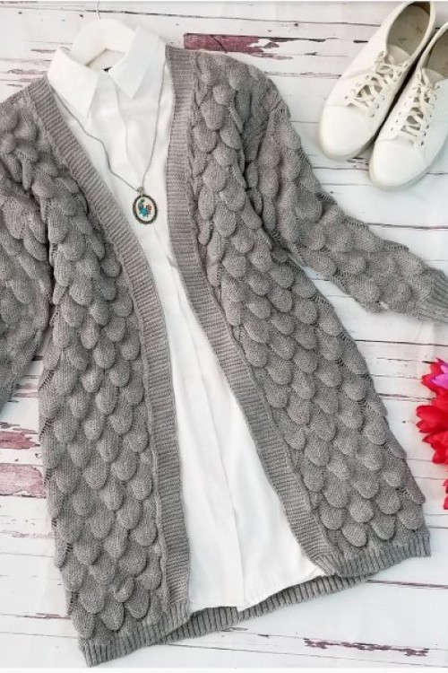 Üzüm Hırka Tekli Gri