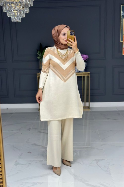 Ahlam şık triko takım - bej