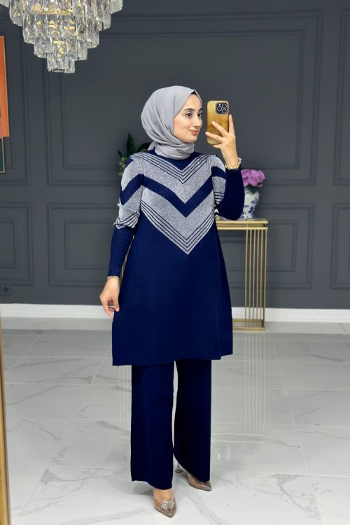 Ahlam şık triko takım -lacivert
