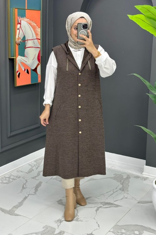 Aysel Uzun Yelek - Kahve