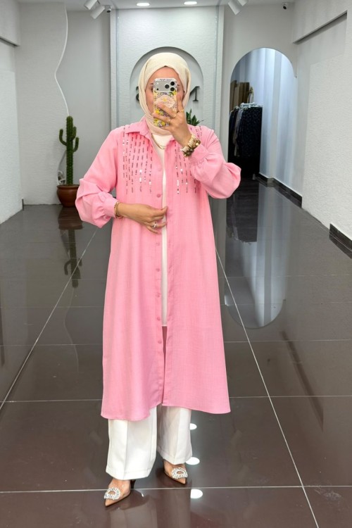 Azze Uzun Tunik-Pembe