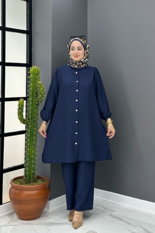 Bahar Düğmeli Takım - Lacivert