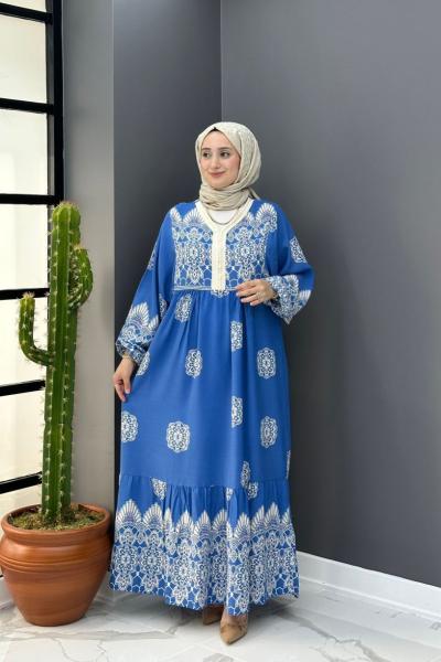 Batik Elbise - Mavi