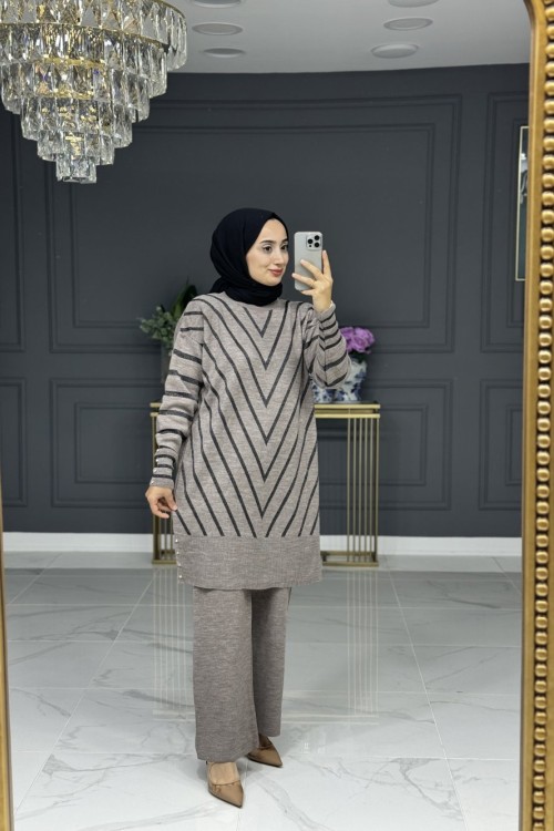 Behiye tesettur triko takım - vizon