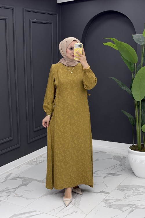 Belinay Elbise - yağ yeşili