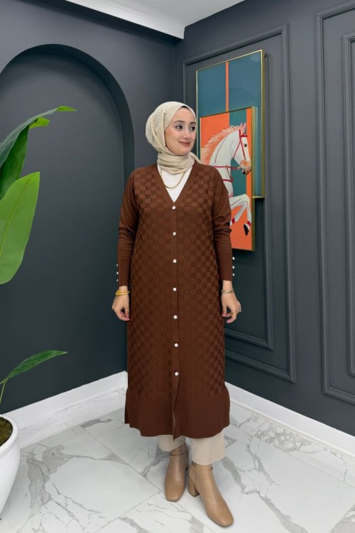 Bella Merserize Hırka - Kahve