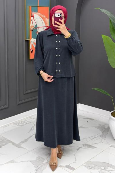 Bergüzar Etekli Takım - Gri