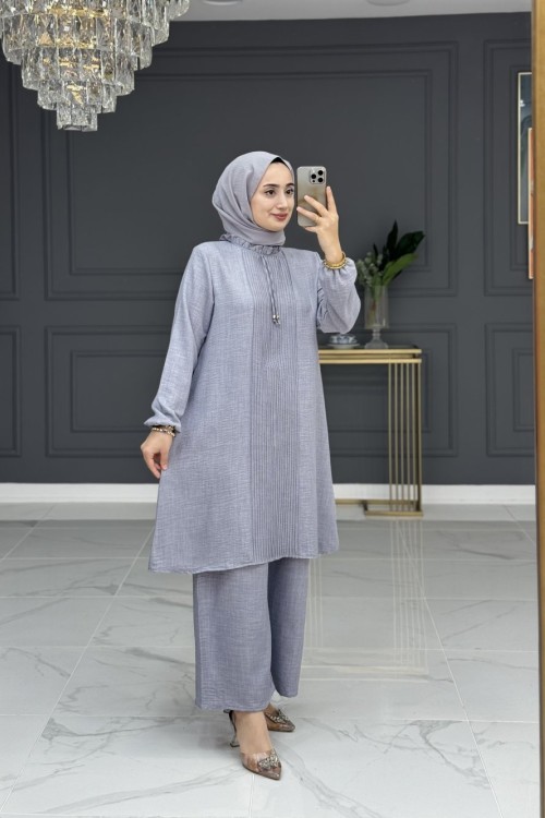 Bilge tesettur takım - gri