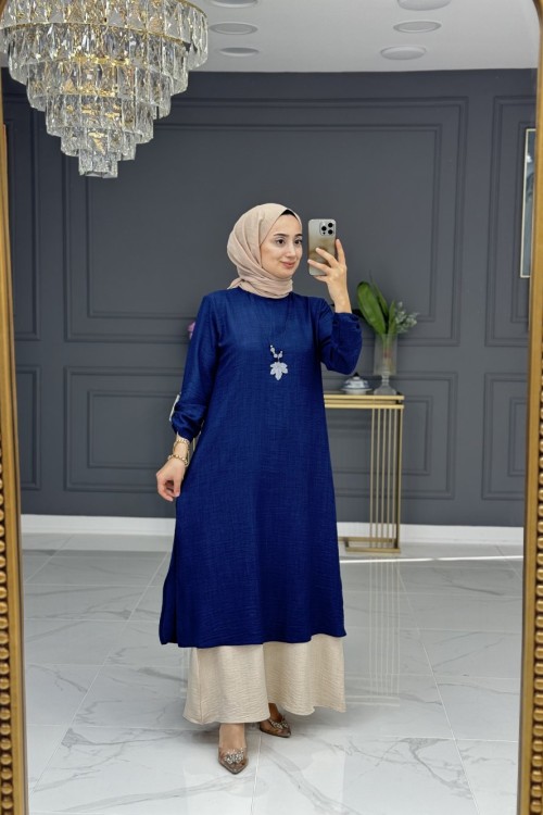 Billur elbise -lacivert