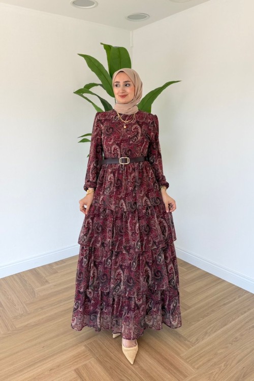 Burcu Elbise-Bordo