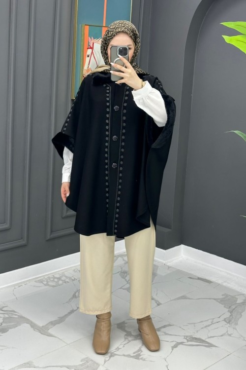 Çelik Örme Panço - Siyah