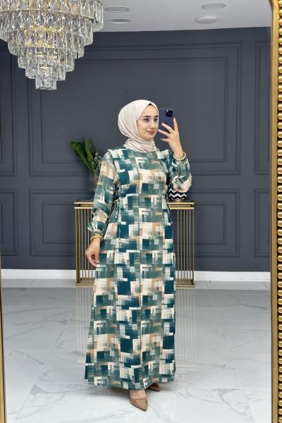 Ceren krep elbise- yeşil