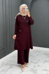 ÇİÇEK DETAYLI OYSHO TAKIM - Bordo
