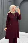 ÇİÇEK DETAYLI OYSHO TAKIM - Bordo