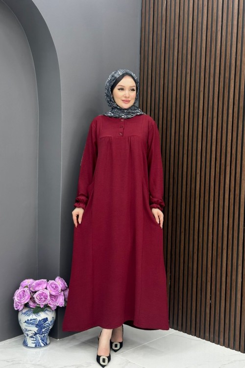 Damla Elbise - Bordo