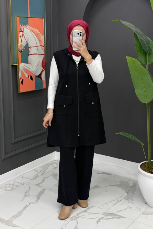 Deniz Yelekli Takım - Siyah