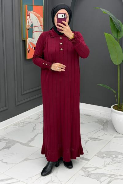 Esengül Triko Elbise - Bordo