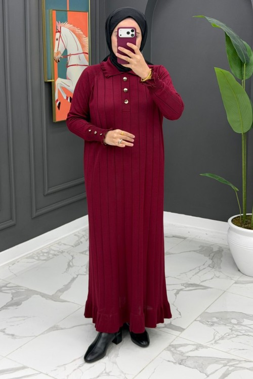 Esengül Triko Elbise - Bordo