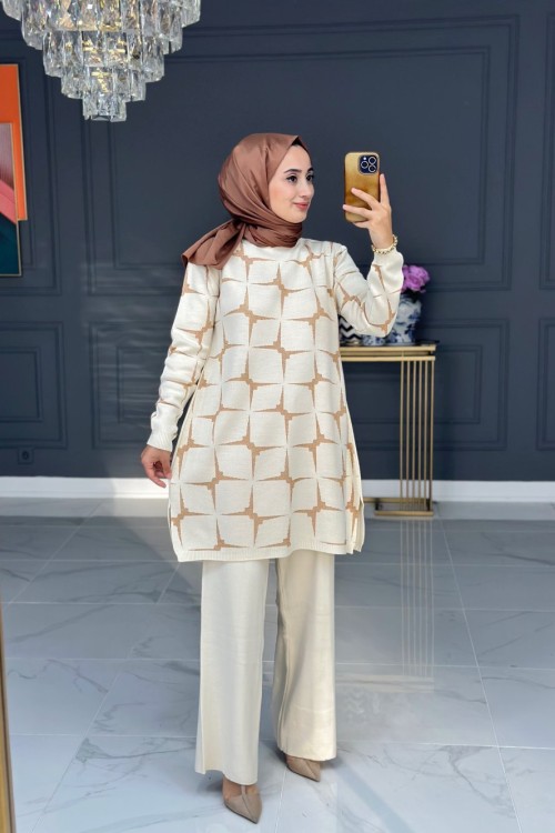 Ferhan triko takım - krem