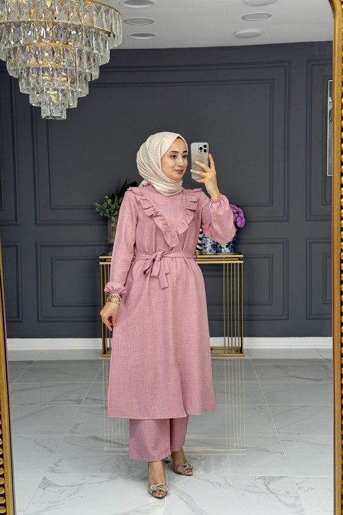 Gökçe uzun tesettur - pembe