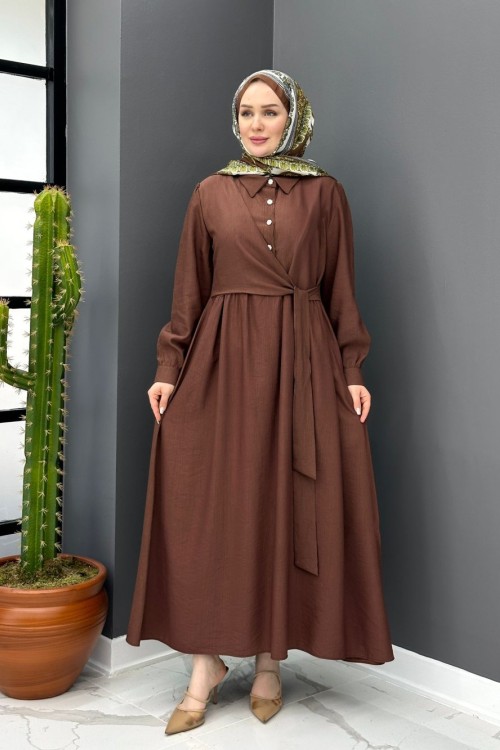 Gülben Elbise - Kahve