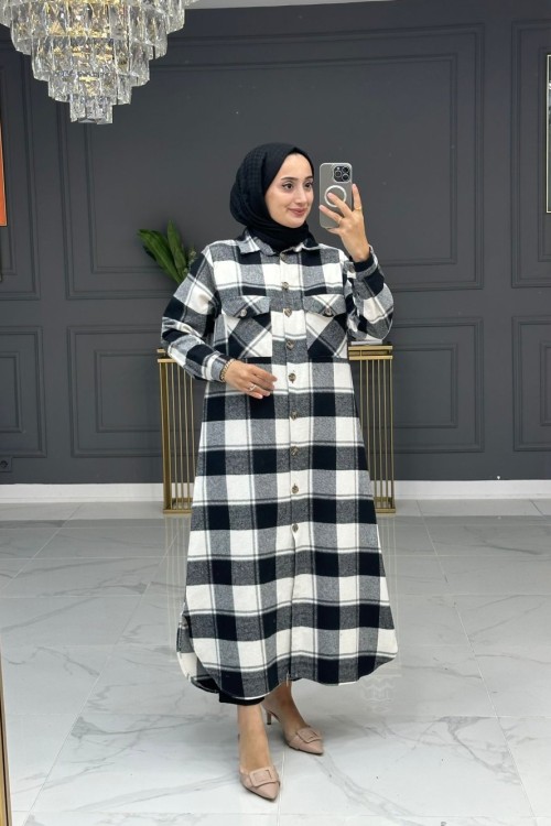 Gülbin gömlek elbise - siyah