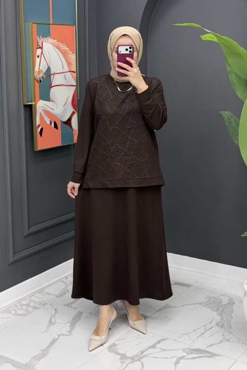 Gülendam Etekli Takım - Kahve