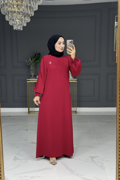 Gülşah tesettur abiye - kırmızı