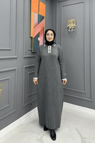 Habibe  Triko Elbise - Gri