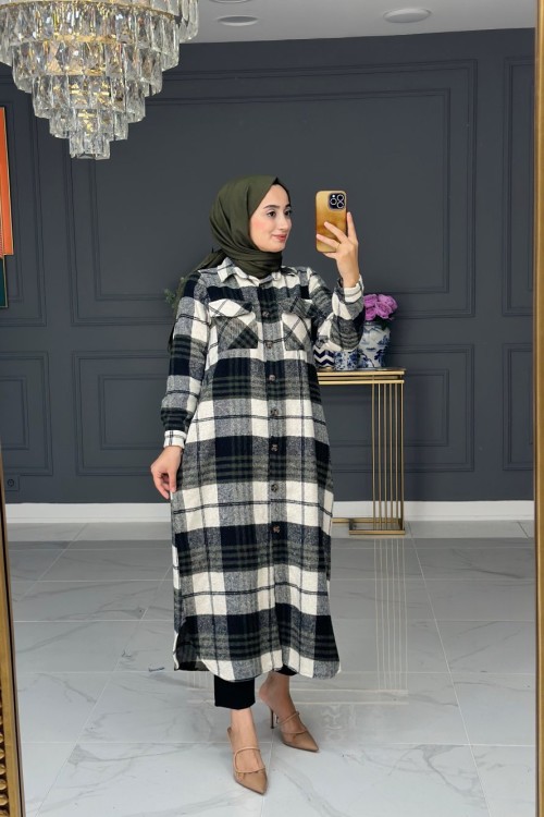 Hanzade oduncu uzun gömlek - haki