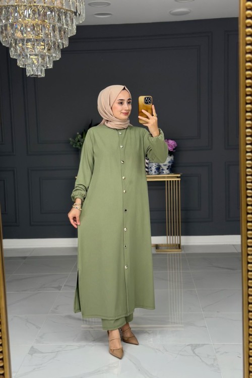 Hüda fitilli uzun takım - yeşil