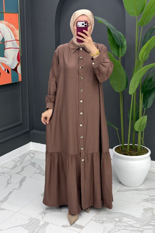 Hülya Uzun Elbise - Kahve