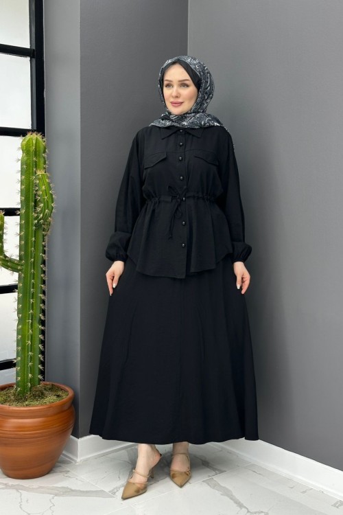 İnci Etekli Takım - Siyah