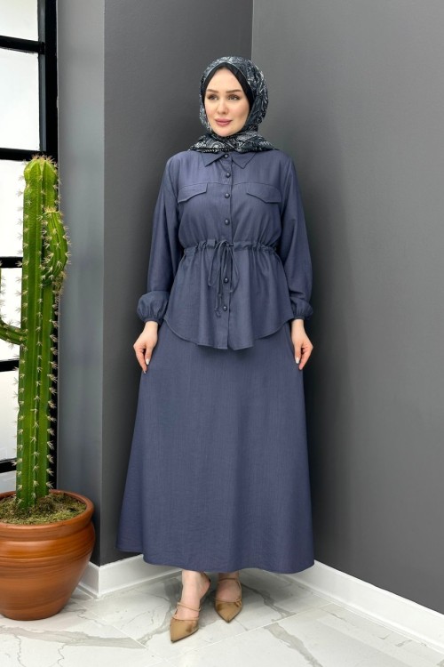 İnci Etekli Takım - Gri