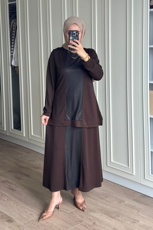 Işılay Etekli Takım - Kahve