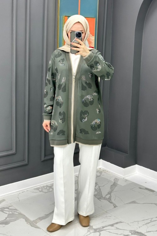 Işıltılı Hırka - Yeşil