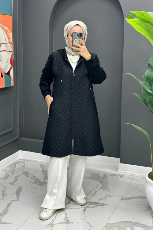 Kapitone Kap - Siyah