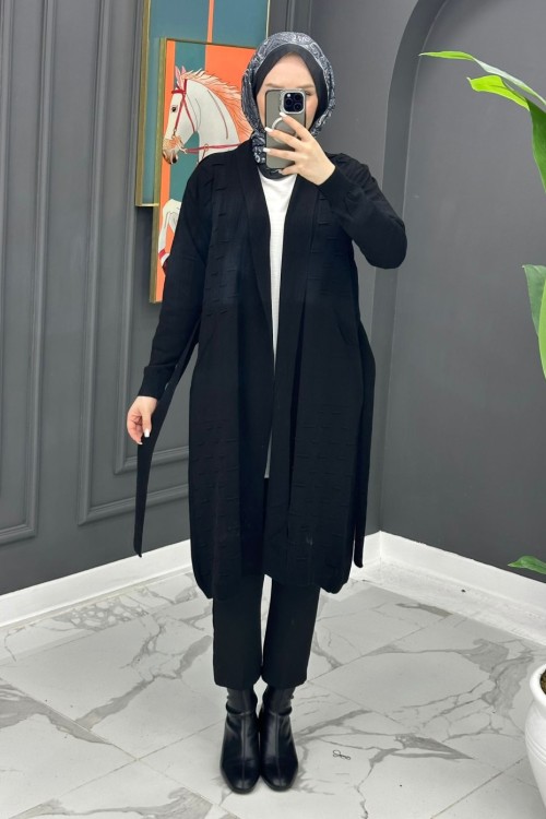 Kurtarıcı Triko Hırka - Siyah