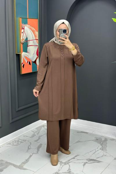 Liva Taşlı Takım - Kahve