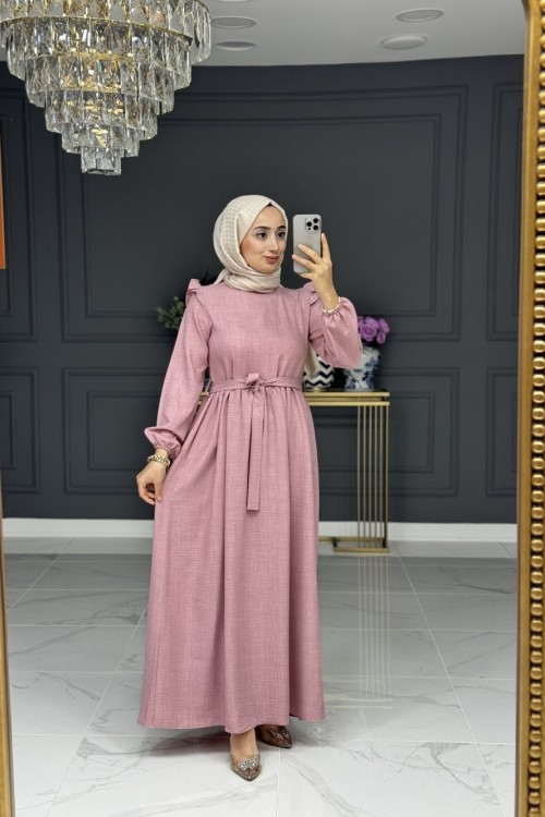 Lotus uzun elbise - pembe