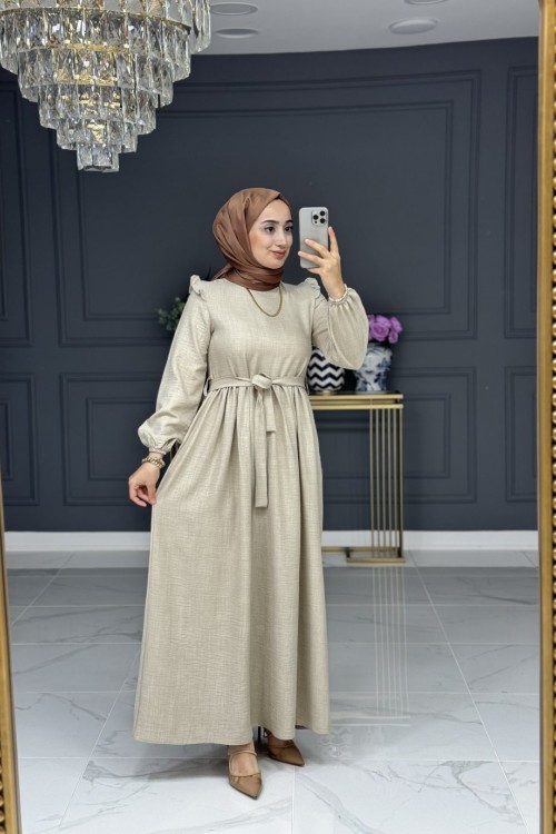 Lotus uzun elbise - bej