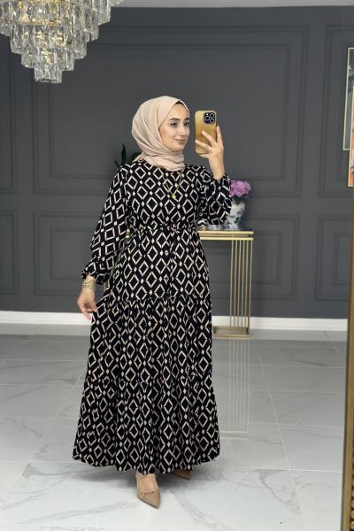 Mercan Tesettür Elbise - vizon