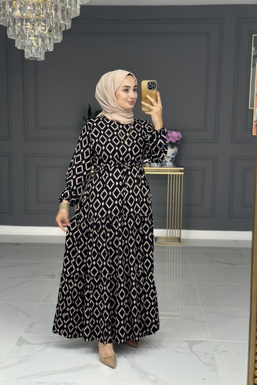 Mercan Tesettür Elbise - vizon