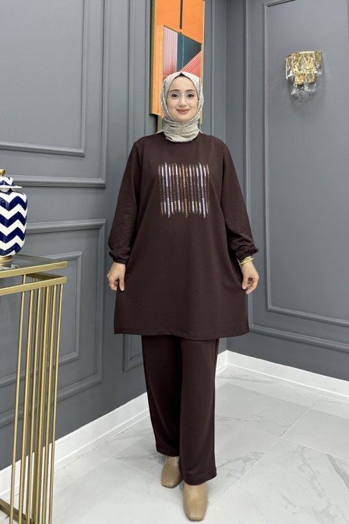Mısra Tesettür Takım- Kahve