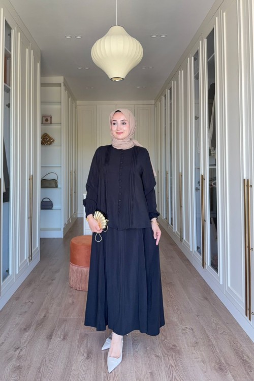 Müjde Etekli Takım-Siyah