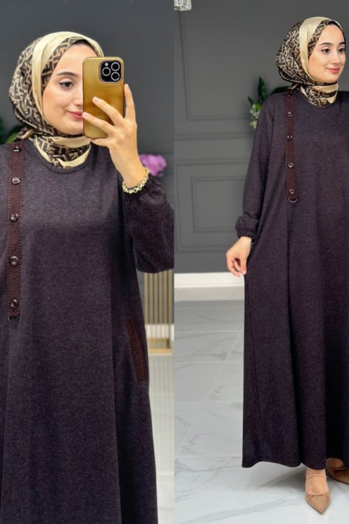 Piraye Elbise Büyük Beden - Kahve